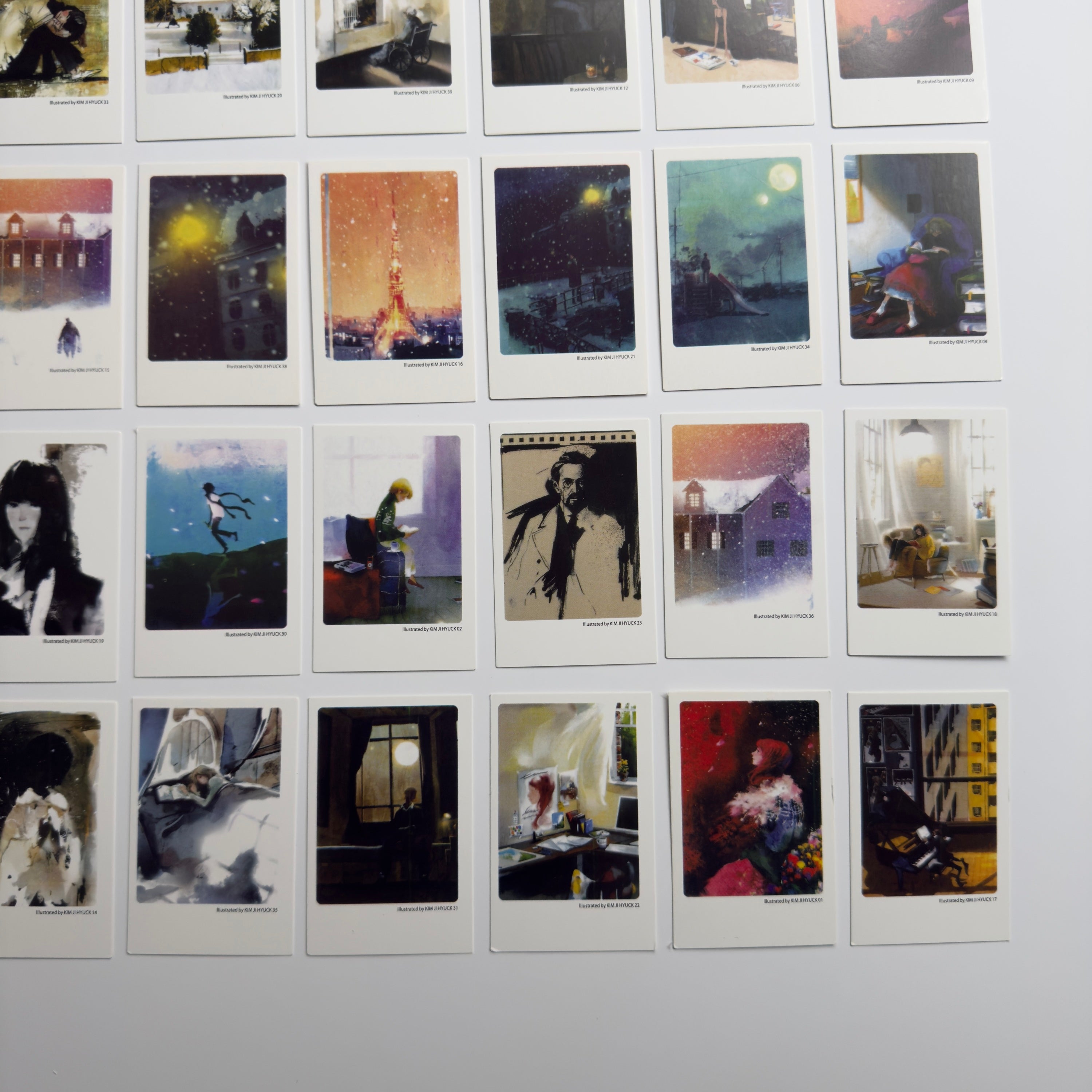 🎨 Kim Ji-Hyuck Art Collection - Mini Postcards in a Tin Box